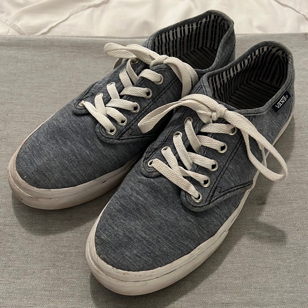 Vans Sneakers — Canvas Blue Denim Lace Up Skater Shoes — Womens Size 9